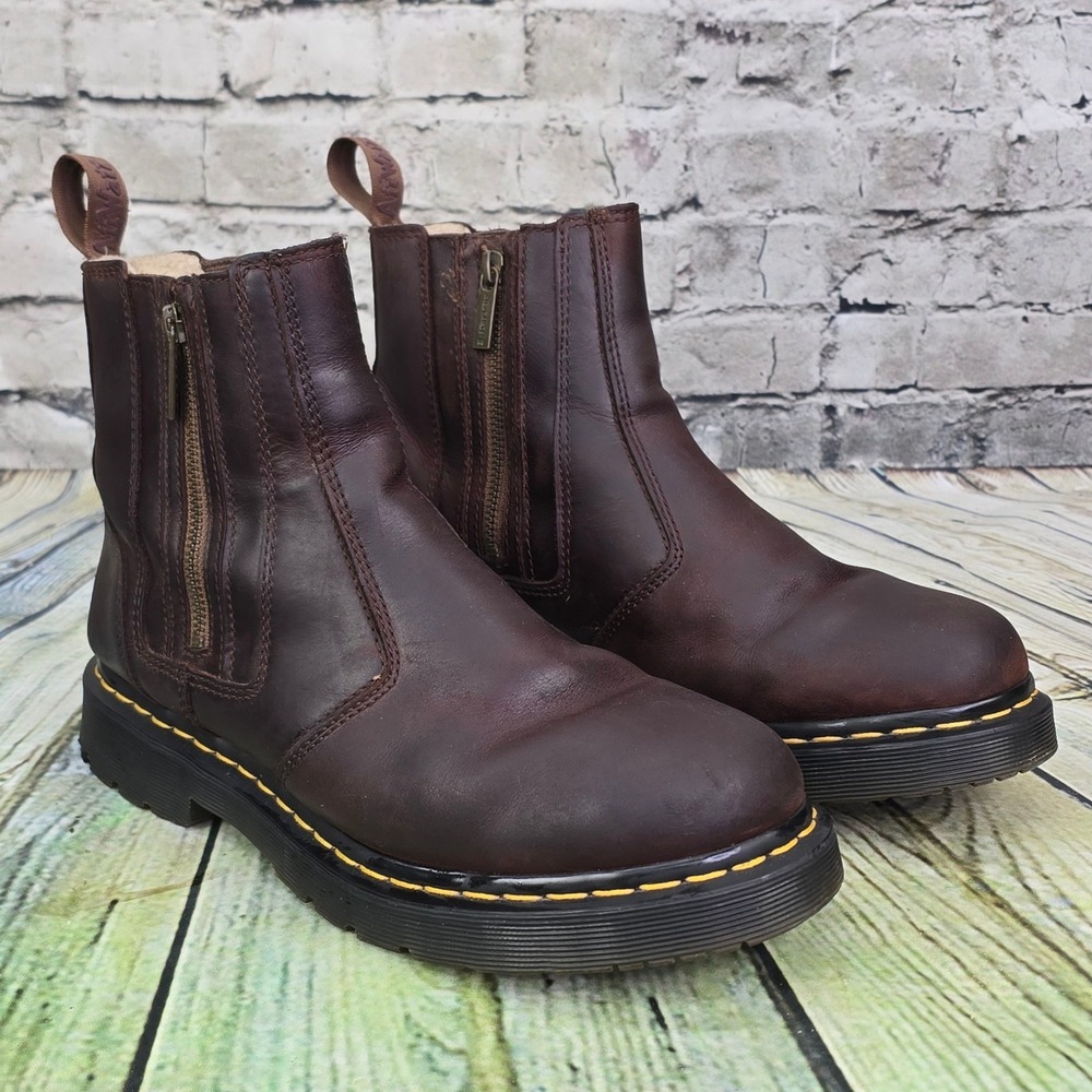 Dr. Martens 2976 Alyson Boots Womens 11 Brown Leather Fur Lined Zip‎ Winter Grip